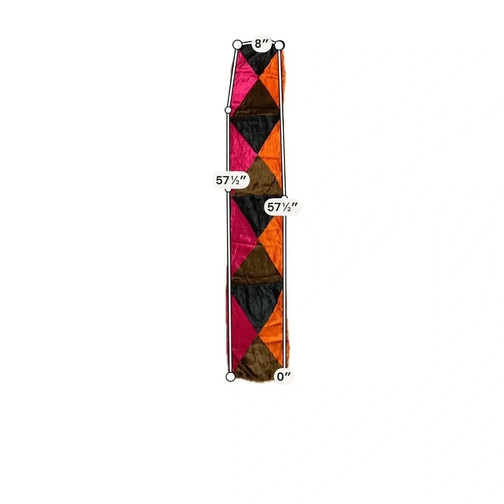 Geometric Velvet Scarf | Pink Orange Black Luxe Statement Piece
